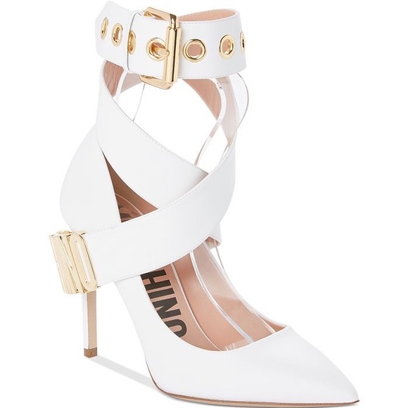 Moschino logo plaque wrap around heels 40, US 9.5/10 - Picture 8 of 9